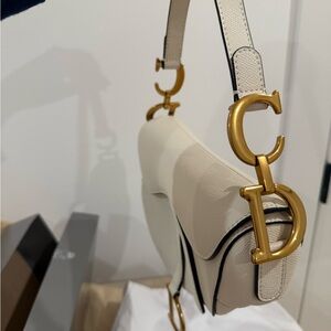 Dior Ivory Saddle Bag with Gold Accents